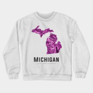 Michigan state map abstract pink Crewneck Sweatshirt